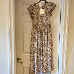 Jacquie the label Multicolor brown & tan Floral Dress- small nwt